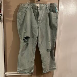 Distressed Light Blur Cropped Jeans